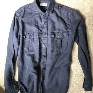 Express Navy Flanel Button Down